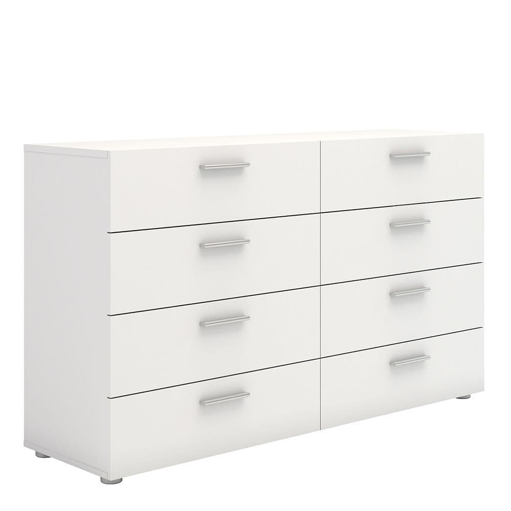 Anica Wide Chest of 8 Drawers (4+4) in White
